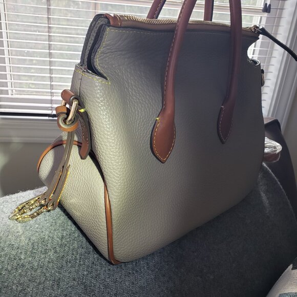 Dooney and Bourke taupe pebbled leather satchel - Picture 3 of 5
